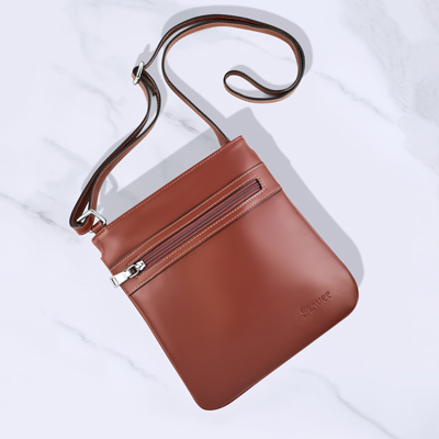 Brown leather handbag